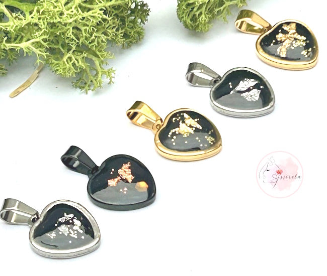 Betonschmuck mit Heilsteinen | Blattgold | Muschelsplitter |