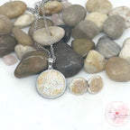 Set aus Edelstahl-Anhänger & Ohrringen | Gold | Silber | Glitzer