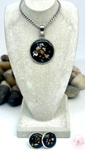 Set aus Anhänger und Ohrringe |schwarzer Beton | 2,0cm |