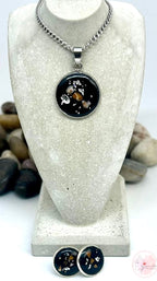 Set aus Anhänger und Ohrringe |schwarzer Beton | 2,0cm |