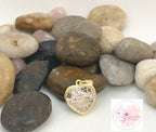 Herzanhänger 1,5cm – Gold | Weißer Beton | Leomuster