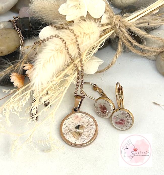 Schmuckset – Gold | Weißer Beton | Muschelsplitter