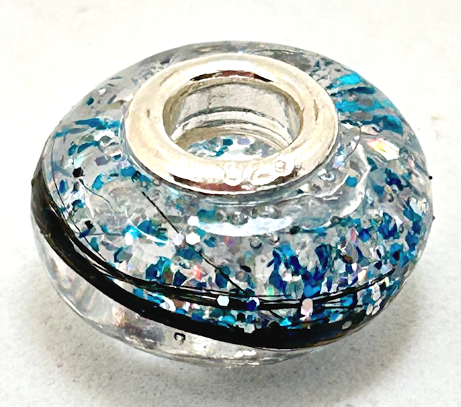 Sissirela CharmBead mit Tierfell | mit Glitzer| Glücksperle | Erinnerungsperle | 925 Silber