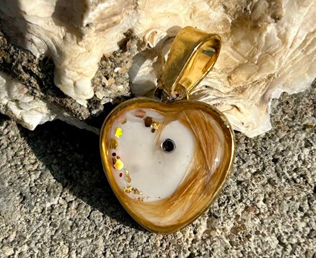 Tierfell Anhänger Edelstahl, Herzform, 1,4 cm