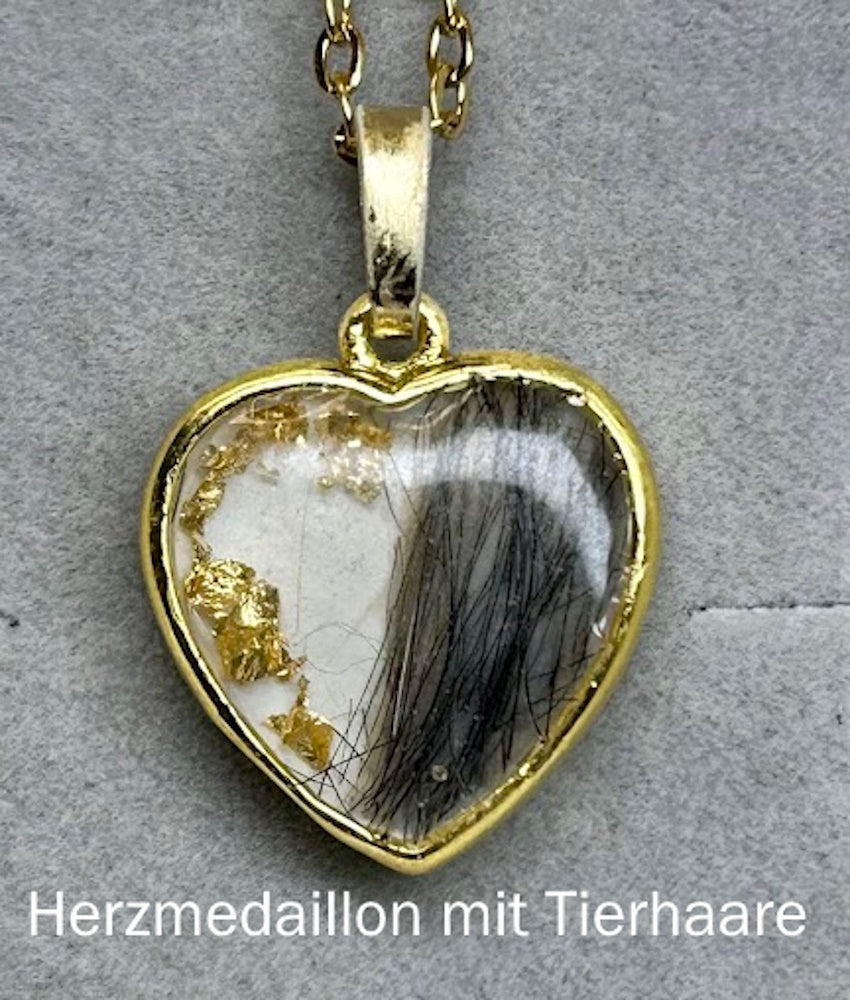 Tierfell Anhänger Edelstahl, Herzform, 1,4 cm
